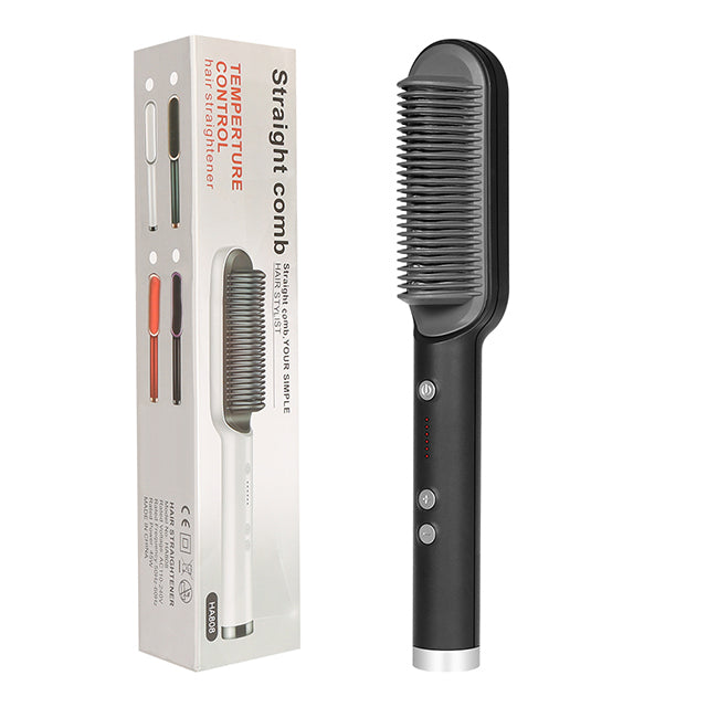 New 2 In 1 Hair Straightener Hot Comb Negative Ion Curling Tong