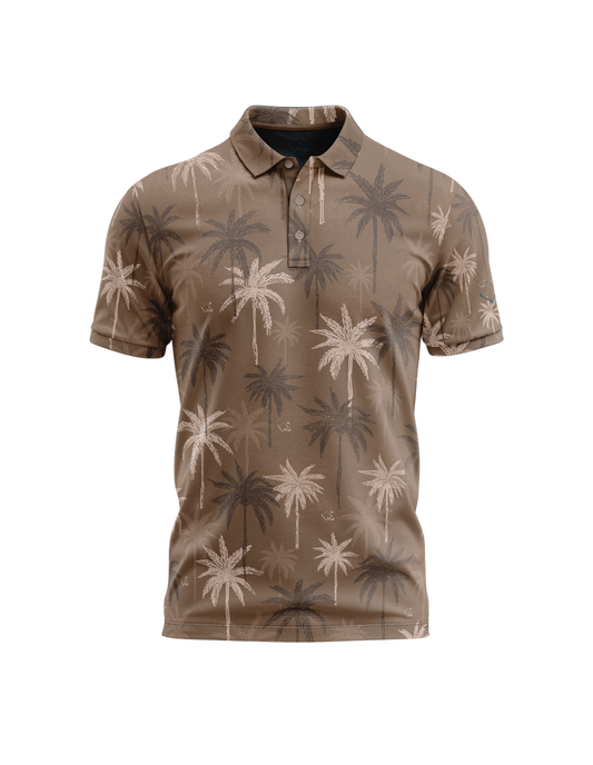 "Nucifera" Brown- OGA Men's Polo - Brown / Taupe