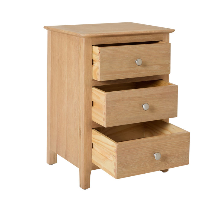 Oakridge 3 Drawer Bedside Light Oak