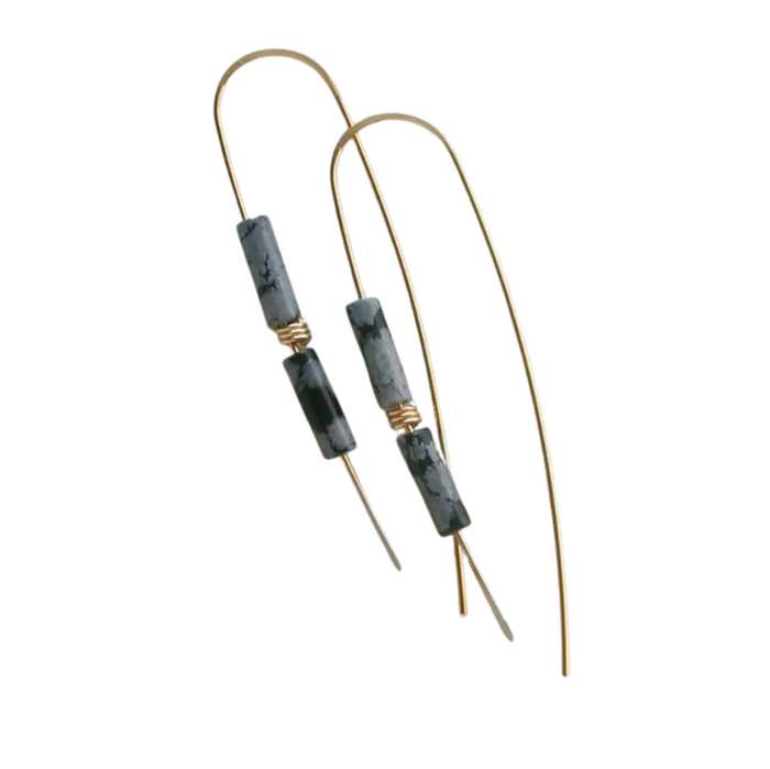 Obsidian Gemstone Threader Earrings