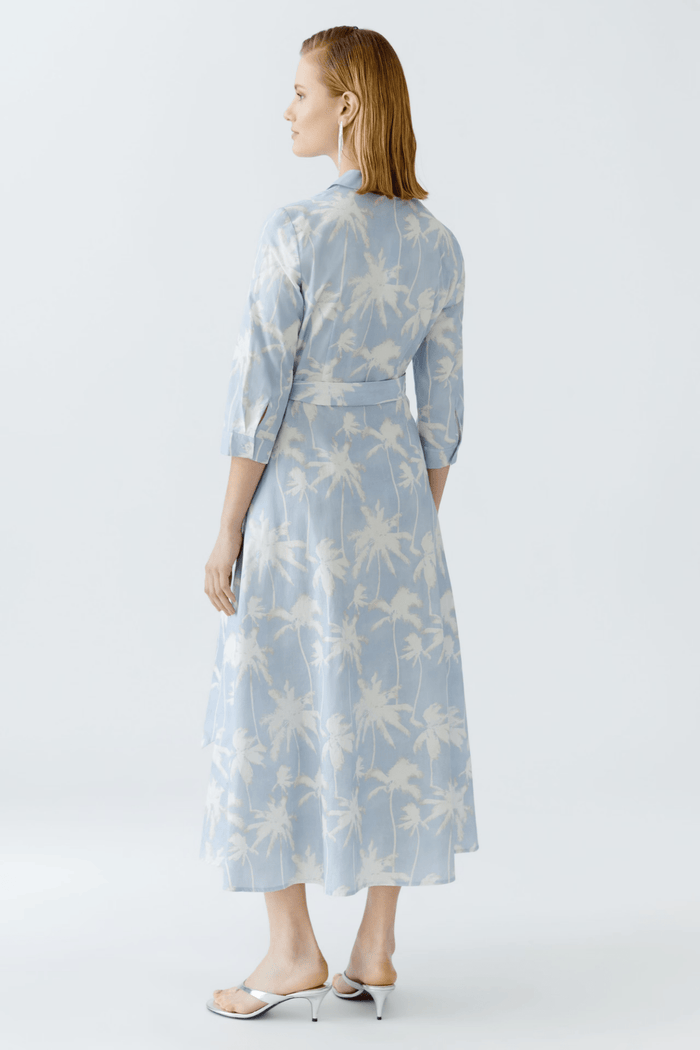 Oui 93057 Blue & White Cotton Wrap Dress - Dotique