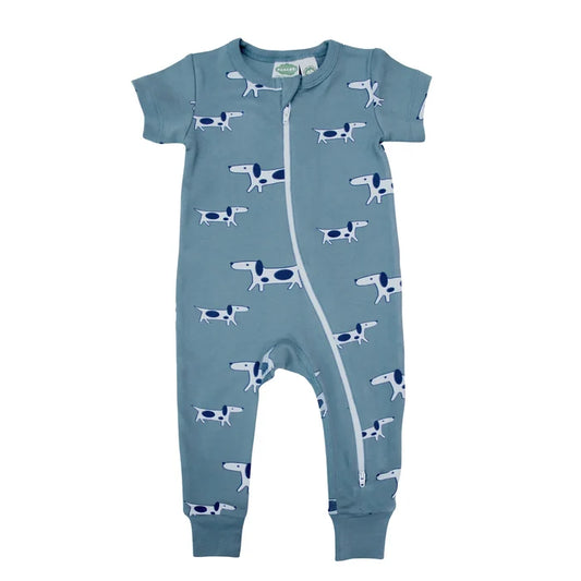 PARADE ROMPER SHORT SLEEVE-BLUE DOGS