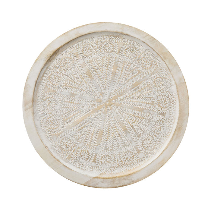 Pavan White Washed Wooden Side Table 48cm