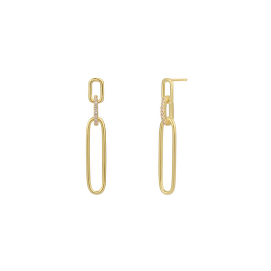 Pave Link Drop Earrings