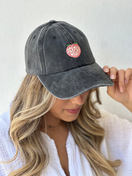 Peachy Cap — Black Washed Denim