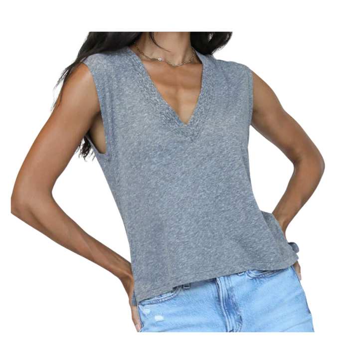 perfectwhitetee Margot Sleeveless V-Neck Tee