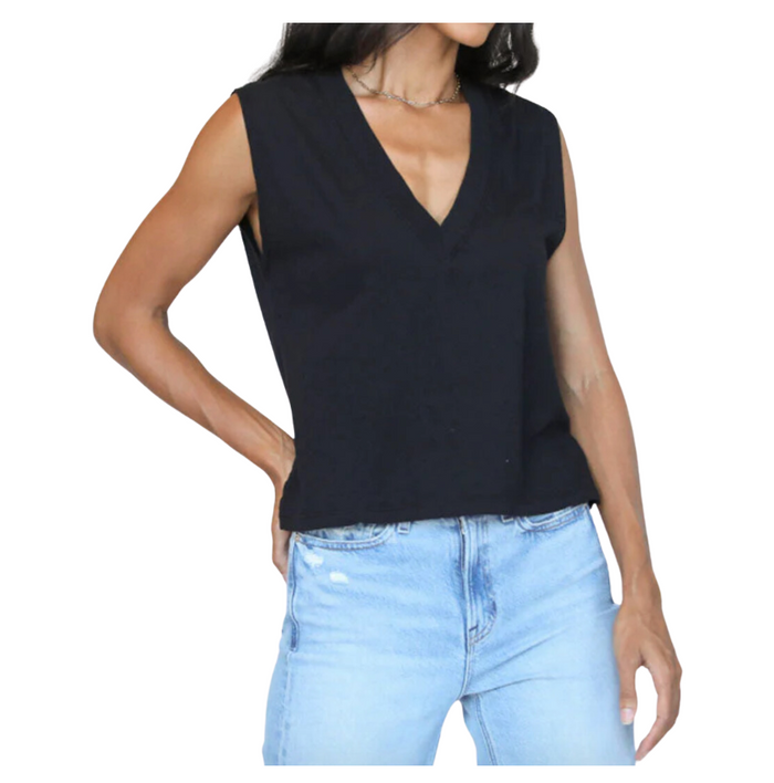 perfectwhitetee Margot Sleeveless V-Neck Tee