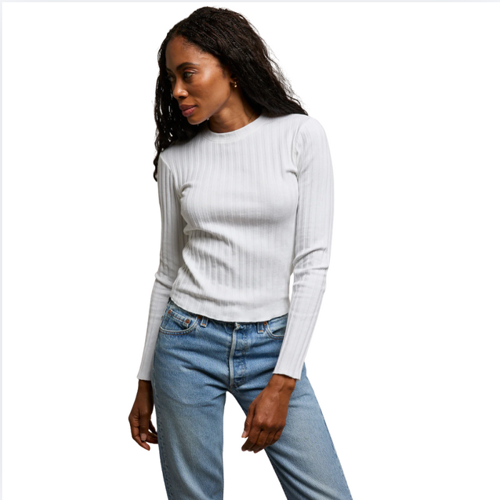 perfectwhitetee Rowe Ribbed Long Sleeve Crew