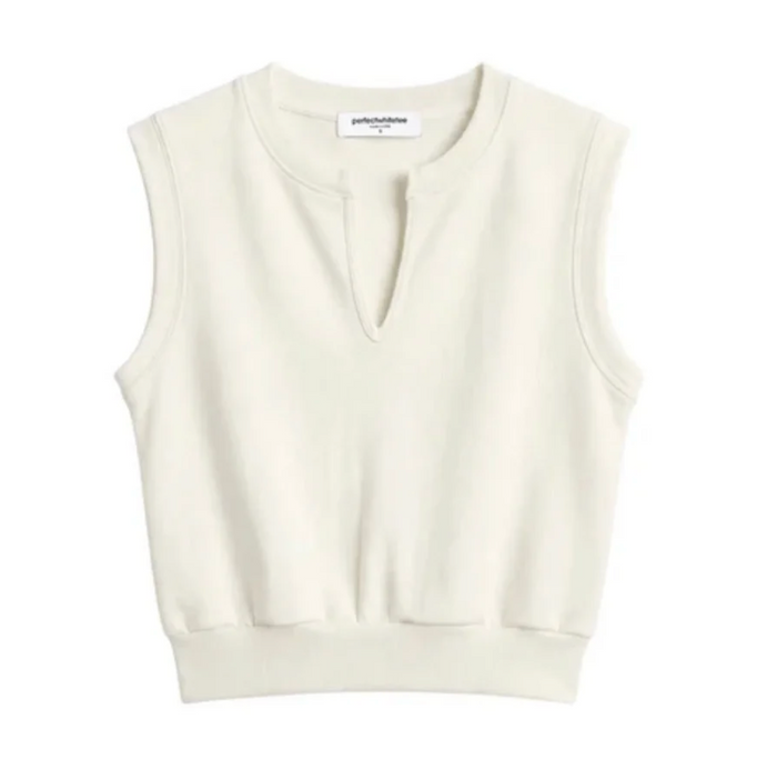 perfectwhitetee Sloane French Terry Split Top