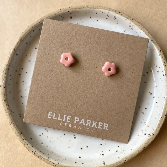 PINK FLOWER STUD EARRING