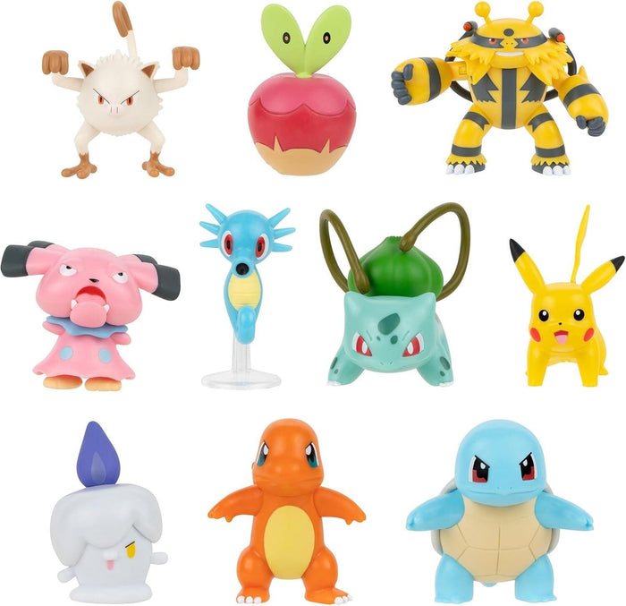 Pokémon Battle Figure 10 Pack  - Pikachu, Squirtle, Bulbasaur, Charmander, Trubbish, Applin, Horsea, Litwick, Electivire & Mankey