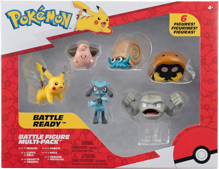 Pokémon Battle Figure 6 Pack W7 - Pikachu, Cleffa, Riolu, Geodude, Omanyte & Kabuto