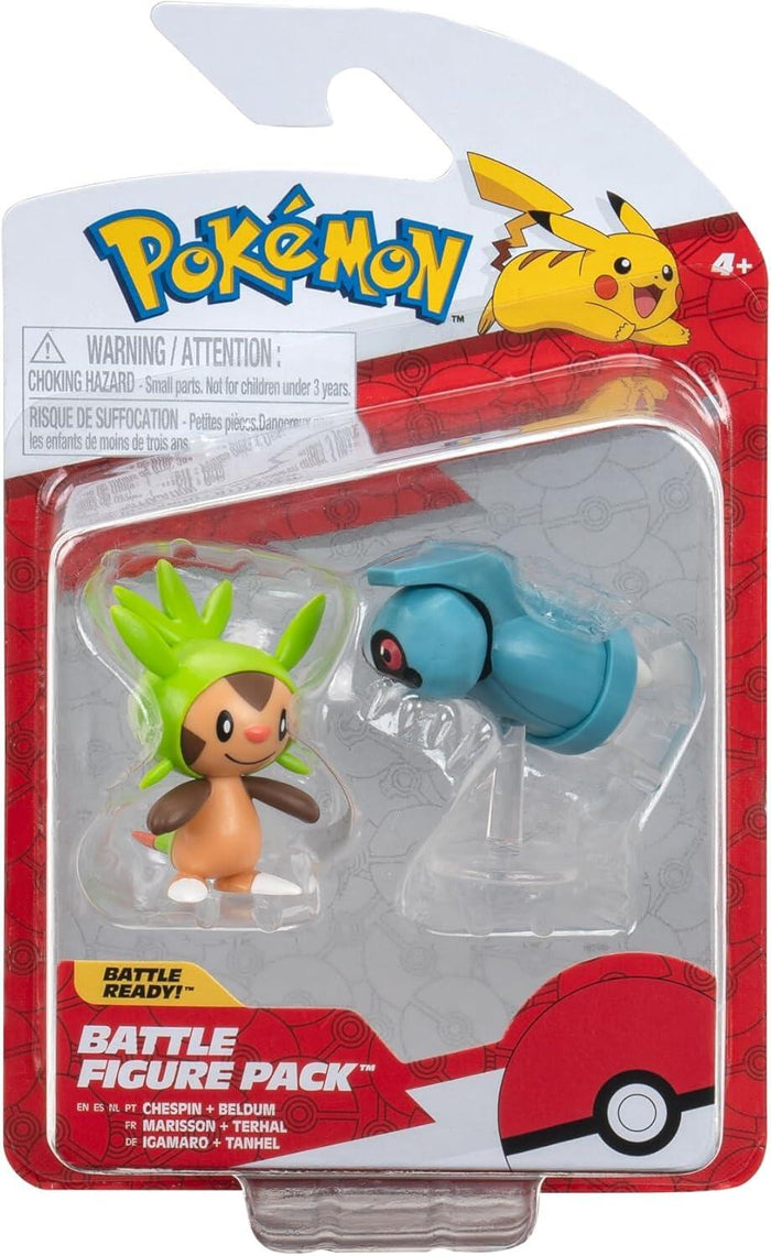 Pokémon Core Battle Figure Feature Pack - Chespin & Beldum