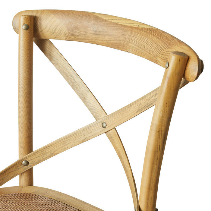 Provincial Cross Back Dining Stool Natural Oak