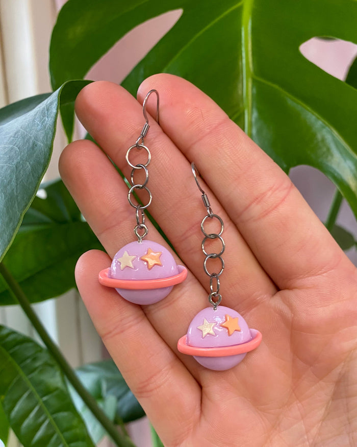 Purple Saturn Earrings