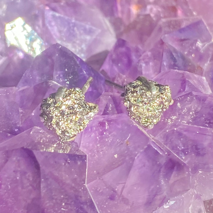 Pyrite Sterling Silver Stud Earrings (Pair)