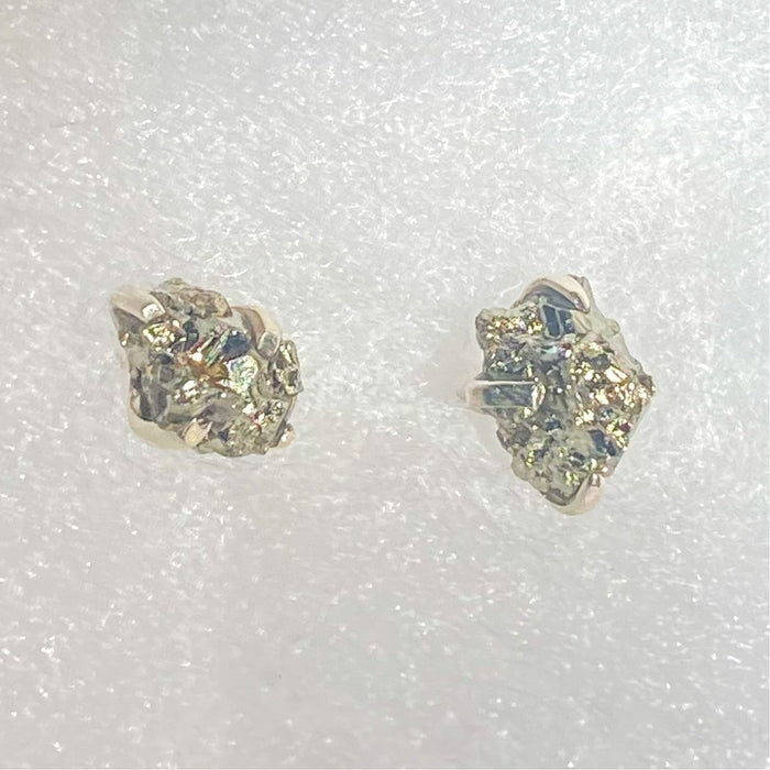 Pyrite Sterling Silver Stud Earrings (Pair)