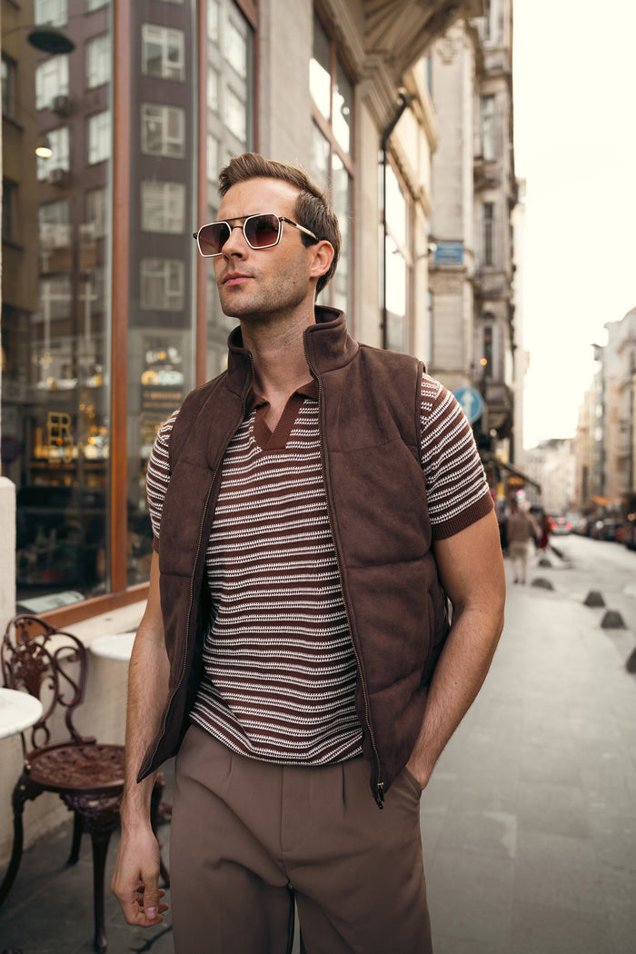 Quilted Suede Gilet (MPJ-05)