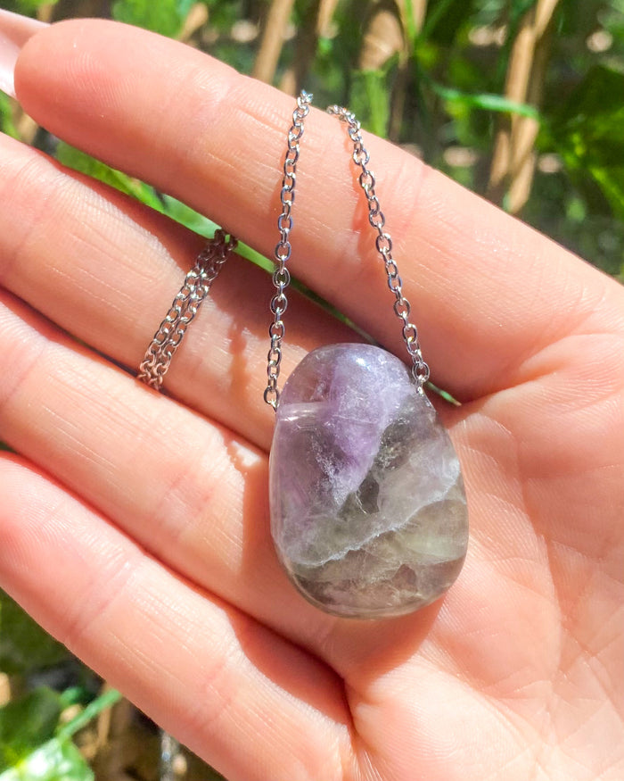 Rainbow Fluorite Teardrop Necklace