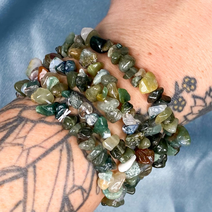 Rainbow Moss Agate Chip Bracelet