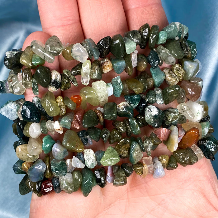Rainbow Moss Agate Chip Bracelet