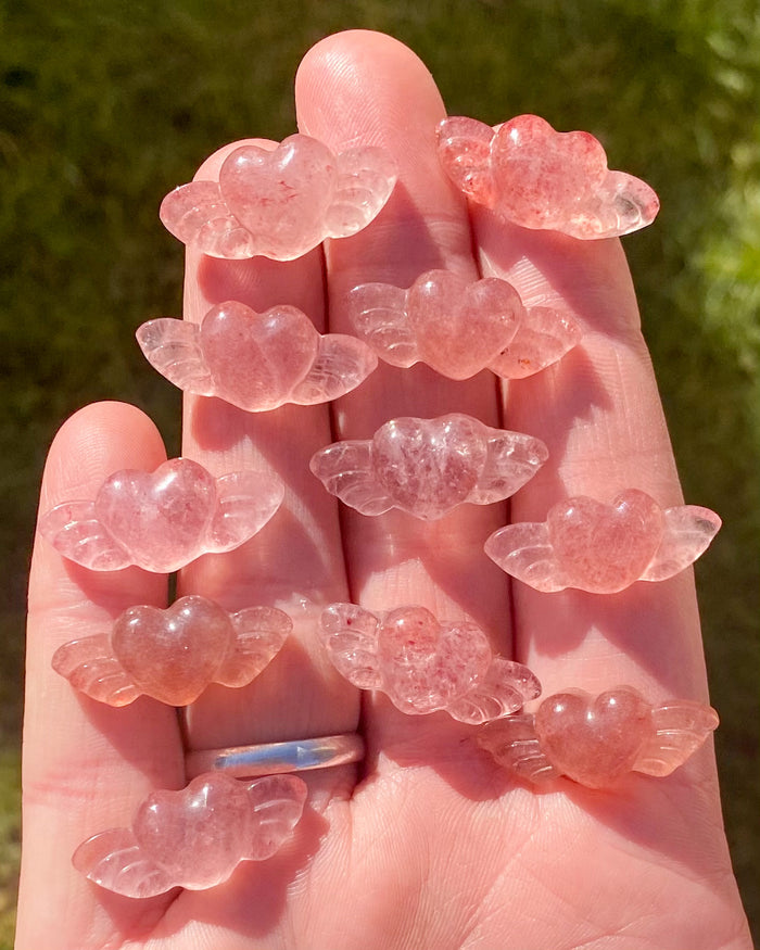 Red Strawberry Aventurine {Quartz} Flying Hearts