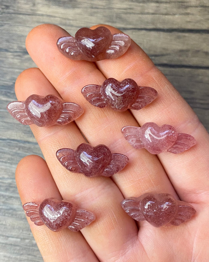 Red Strawberry Aventurine {Quartz} Flying Hearts