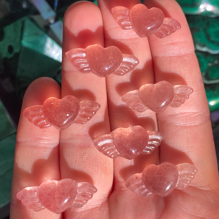 Red Strawberry Aventurine {Quartz} Flying Hearts