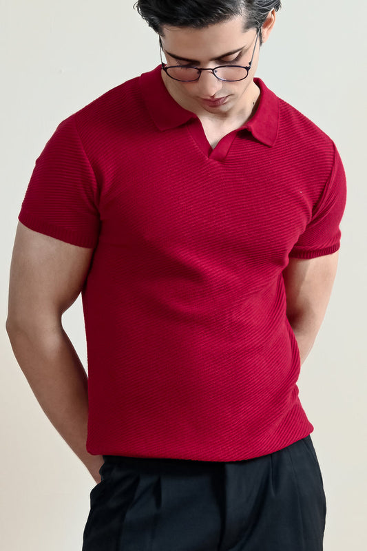 Refined Rib Knit Polo Shirt (MKP-06)