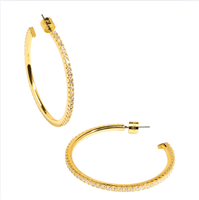Rho Large Pave Hoop Earrings