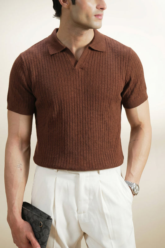Rib Knit Polo Shirt (MKP-09)