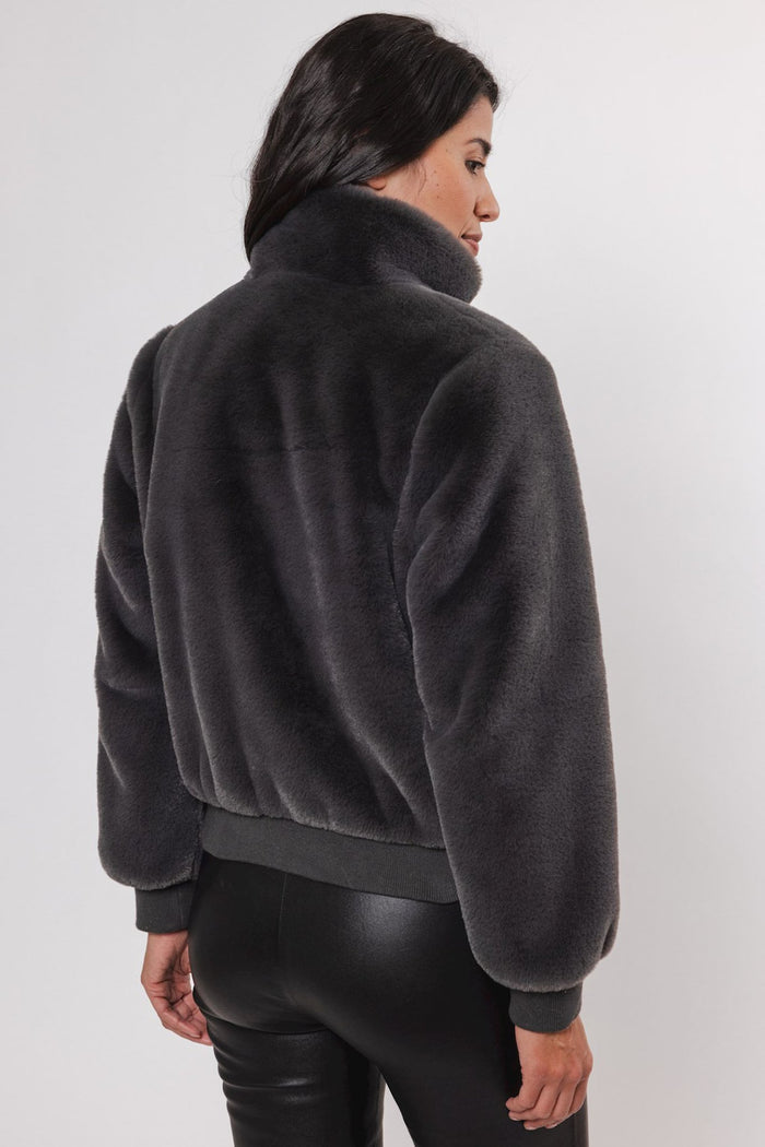 Rino & Pelle Ambra 7002411 Short Fake Fur Jacket Graphite - Dotique