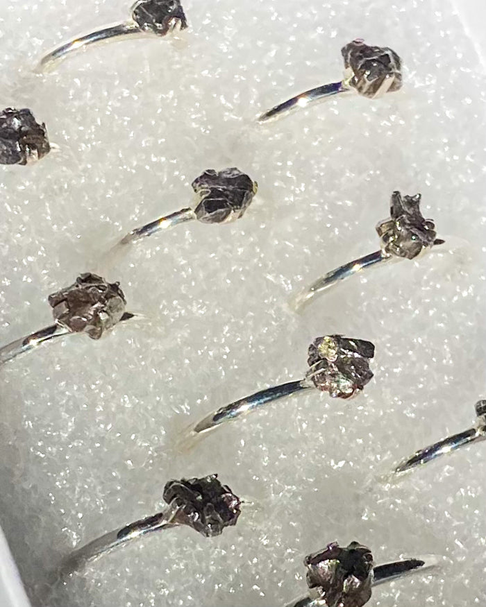 Rough Meteorite 925 Sterling Silver Ring | Raw Unique Jewelry