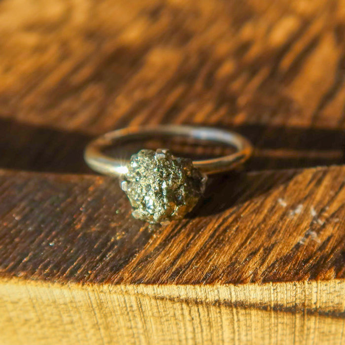 Rough Pyrite 925 Sterling Silver Ring | Raw Unique Jewelry