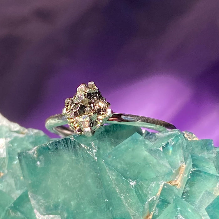 Rough Pyrite 925 Sterling Silver Ring | Raw Unique Jewelry