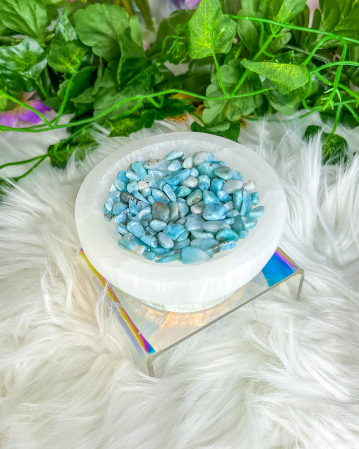 Satin Spar “Selenite” Raised Round Bowl {~4 inches}