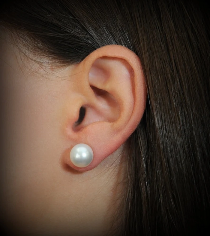 Sela + Sage Large Round Pearl Stud Earrings