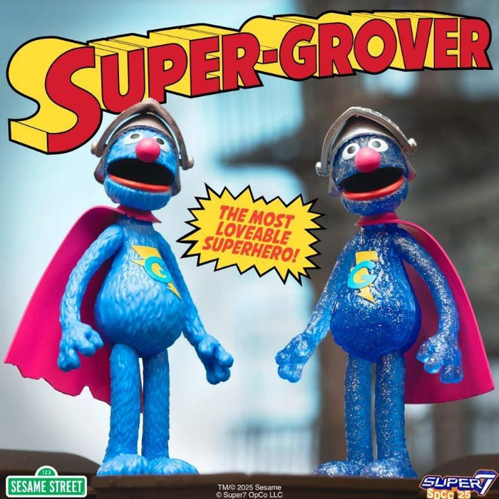 Sesame Street ReAction Action Figure - Super Grover in Box Packaging