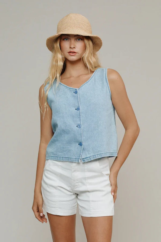 SKYLINE VEST-LIGHT DENIM