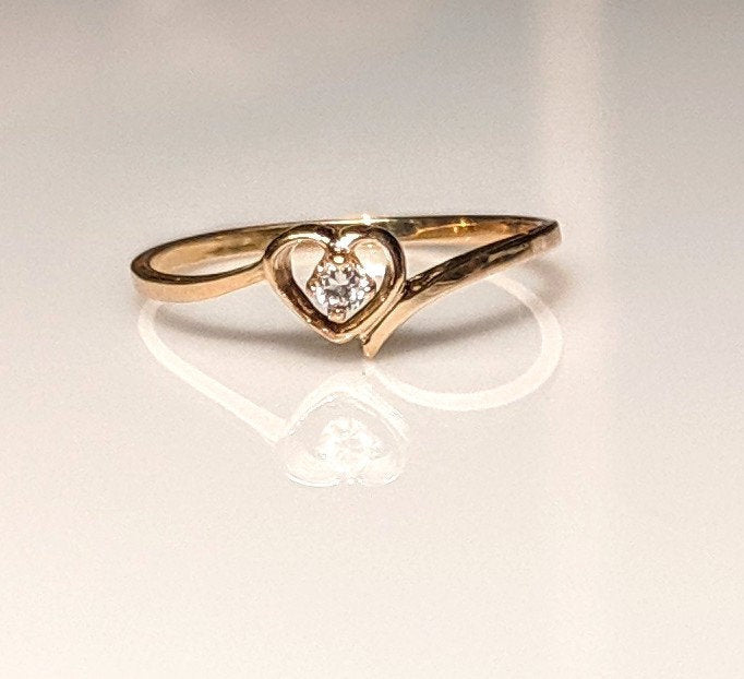 Solid 10kt, Natural Gemstone, Heart Promise Ring, Size 4-7 143-712, Sapphire, Ruby, Emerald, Topaz, Peridot, Garnet, Amethyst, Birthstone