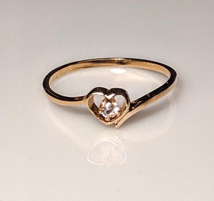 Solid 10kt, Natural Gemstone, Heart Promise Ring, Size 4-7 143-712, Sapphire, Ruby, Emerald, Topaz, Peridot, Garnet, Amethyst, Birthstone