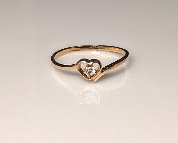 Solid 10kt, Natural Gemstone, Heart Promise Ring, Size 4-7 143-712, Sapphire, Ruby, Emerald, Topaz, Peridot, Garnet, Amethyst, Birthstone