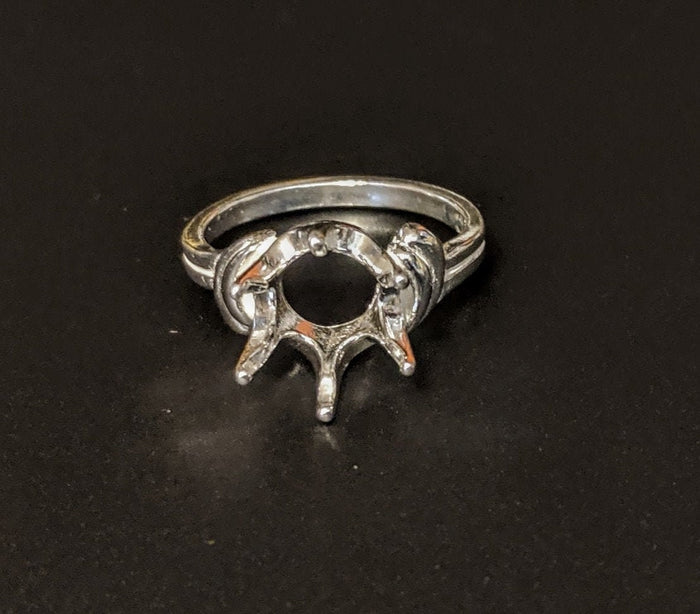 Solid Sterling Silver or 14kt Gold 10mm Round Semi-Offset Pre-Notched Fashion Blank Ring Size 7 setting 163-445/143-445