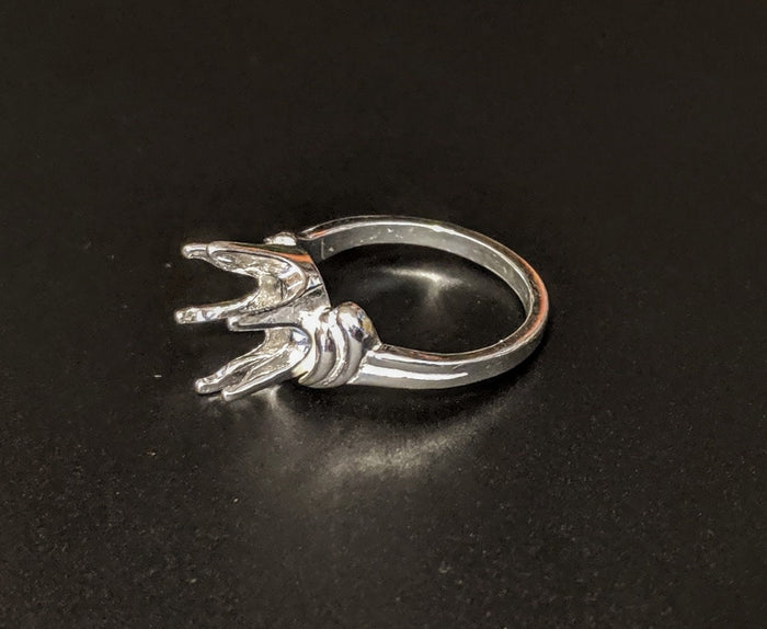 Solid Sterling Silver or 14kt Gold 10mm Round Semi-Offset Pre-Notched Fashion Blank Ring Size 7 setting 163-445/143-445