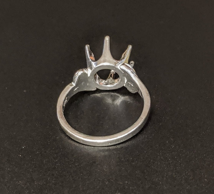 Solid Sterling Silver or 14kt Gold 10mm Round Semi-Offset Pre-Notched Fashion Blank Ring Size 7 setting 163-445/143-445