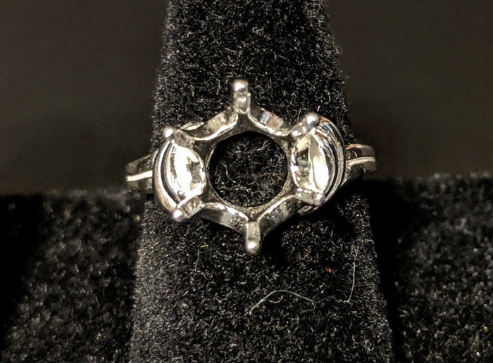 Solid Sterling Silver or 14kt Gold 10mm Round Semi-Offset Pre-Notched Fashion Blank Ring Size 7 setting 163-445/143-445