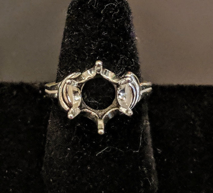 Solid Sterling Silver or 14kt Gold 10mm Round Semi-Offset Pre-Notched Fashion Blank Ring Size 7 setting 163-445/143-445