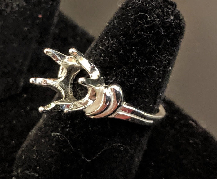 Solid Sterling Silver or 14kt Gold 10mm Round Semi-Offset Pre-Notched Fashion Blank Ring Size 7 setting 163-445/143-445