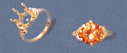 Solid Sterling Silver or 14kt Gold 10mm Round Semi-Offset Pre-Notched Fashion Blank Ring Size 7 setting 163-445/143-445