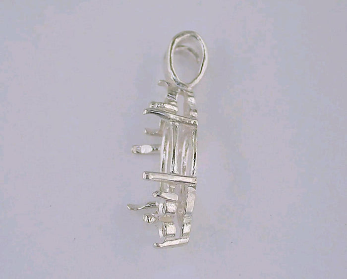 Solid Sterling Silver or 14kt Gold 10x8-18x13 Oval Cut Pendant Setting with 6 Stone Accents, Made in USA 161-056/141-056
